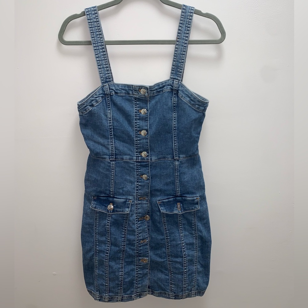 H&M Denim Button Down Mini Dress Size Small